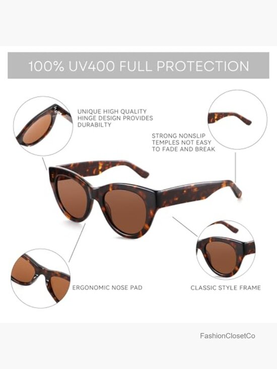 Polarized Round Sunglasses UV400 Protection Retro Cat Eye Shades main image 6